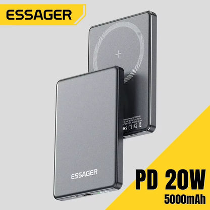 Power Bank Essager 5000mAh – Compacto, Potente e Sem Fio